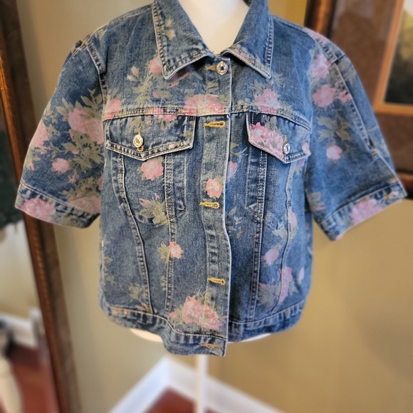 Jackets & Blazers - Floral Denim Kids Jacket